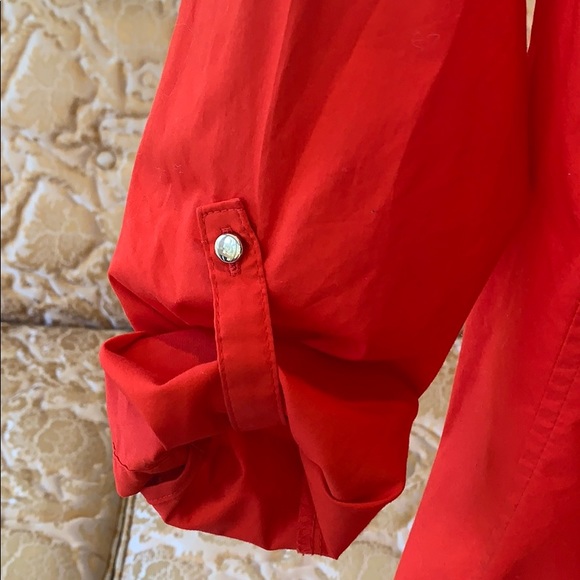 Red Mid Length Button Down Top - Picture 5 of 7